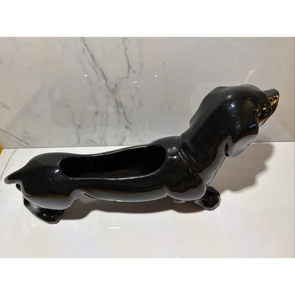 Vintage MCM Dachshund Black Planter
